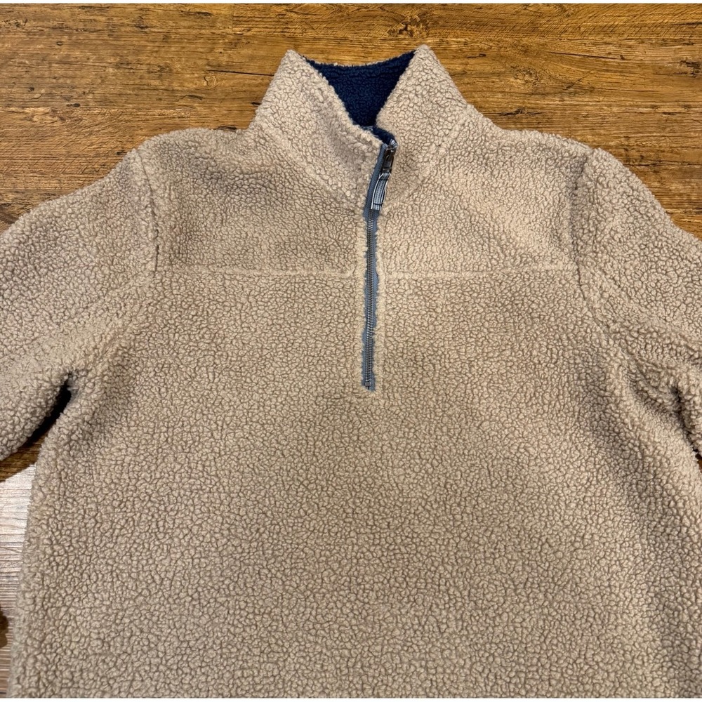Carbon 2 Cobalt Beige  1/4 Zip Velour Velvet Lined Sherpa Fleece Sweater Men's M